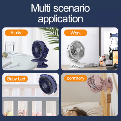 HEBRONFAN Rechargeable Clip Fan Push Button 2.5 Hours Charging